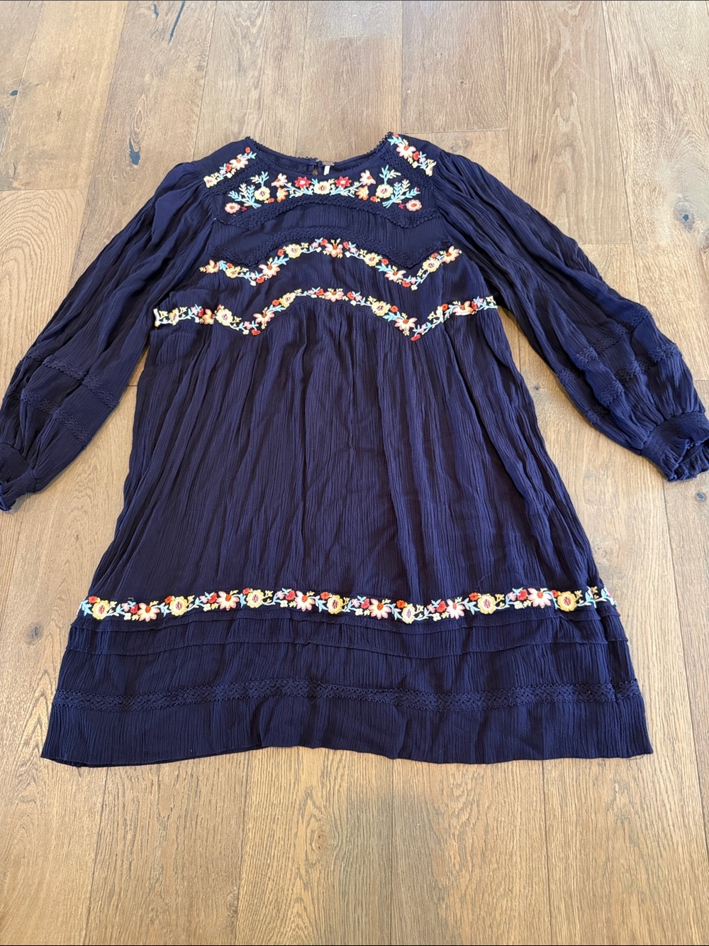 Free People Pasadena Floral Embroidered Dress - S